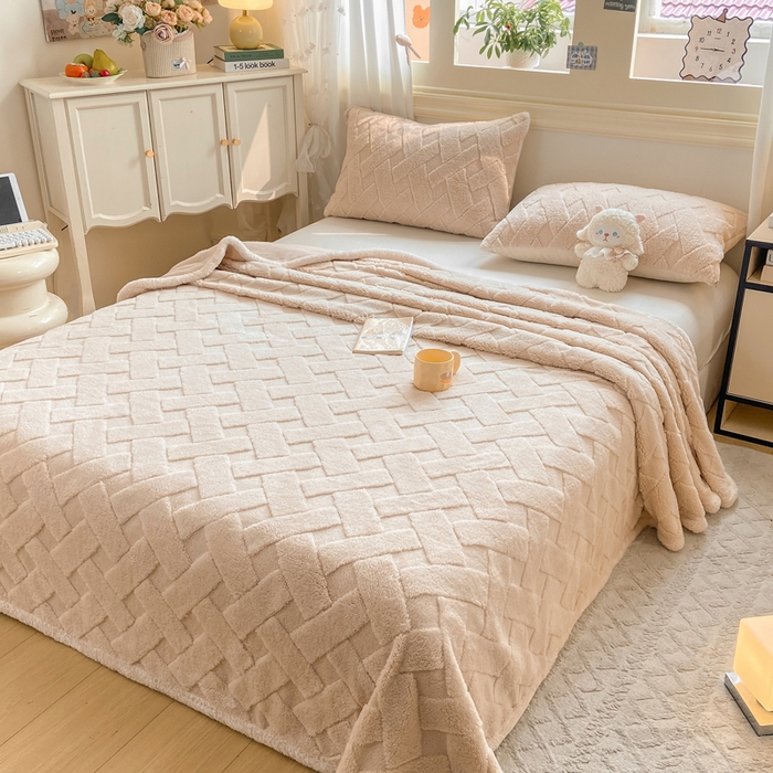 91家纺网 家纺一手货源 找家纺 （总）耐思家纺 2025新款加厚提花兔绒塔芙绒单品床单系列