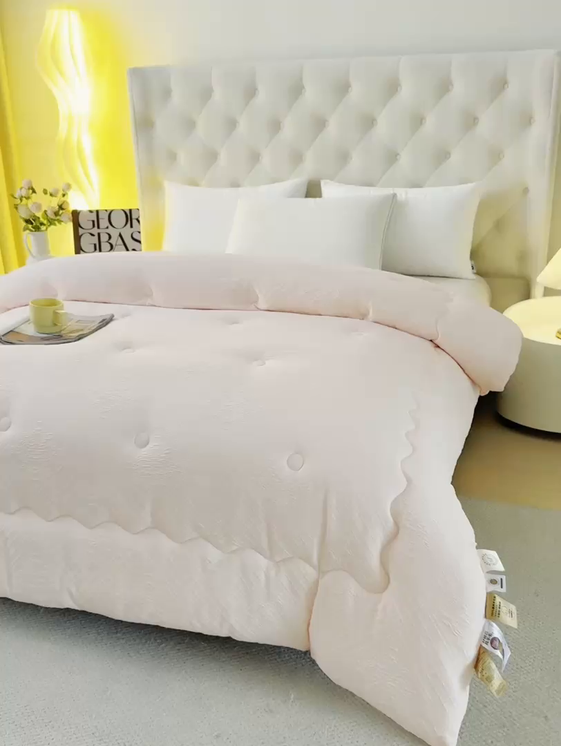 91家纺网 家纺一手货源 找家纺 棉乐町家居 2025新款A类针织提花羊毛被冬被被子被芯 针织提花-粉色