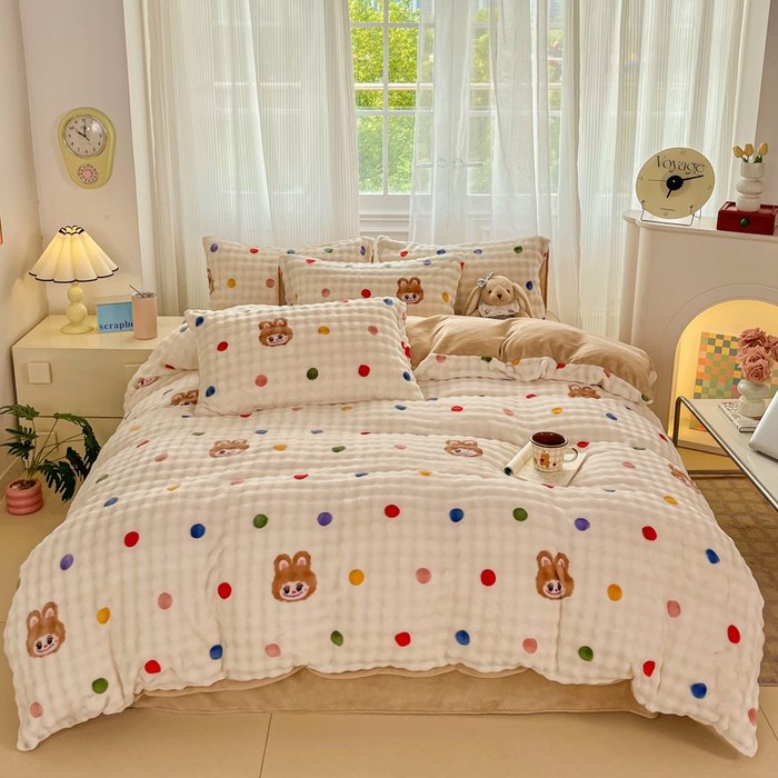 91家纺网 家纺一手货源 找家纺 （总）梦纤绒 2025新款保暖舒适亲肤泡泡绒四件套