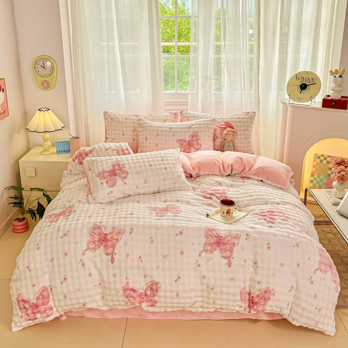 91家纺网 家纺一手货源 找家纺 （总）梦纤绒 2025新款保暖舒适亲肤泡泡绒四件套