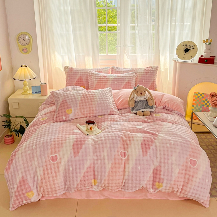 91家纺网 家纺一手货源 找家纺 （总）梦纤绒 2025新款保暖舒适亲肤泡泡绒四件套