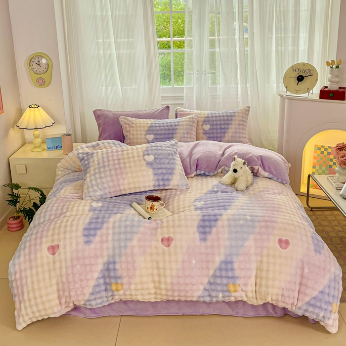 91家纺网 家纺一手货源 找家纺 （总）梦纤绒 2025新款保暖舒适亲肤泡泡绒四件套