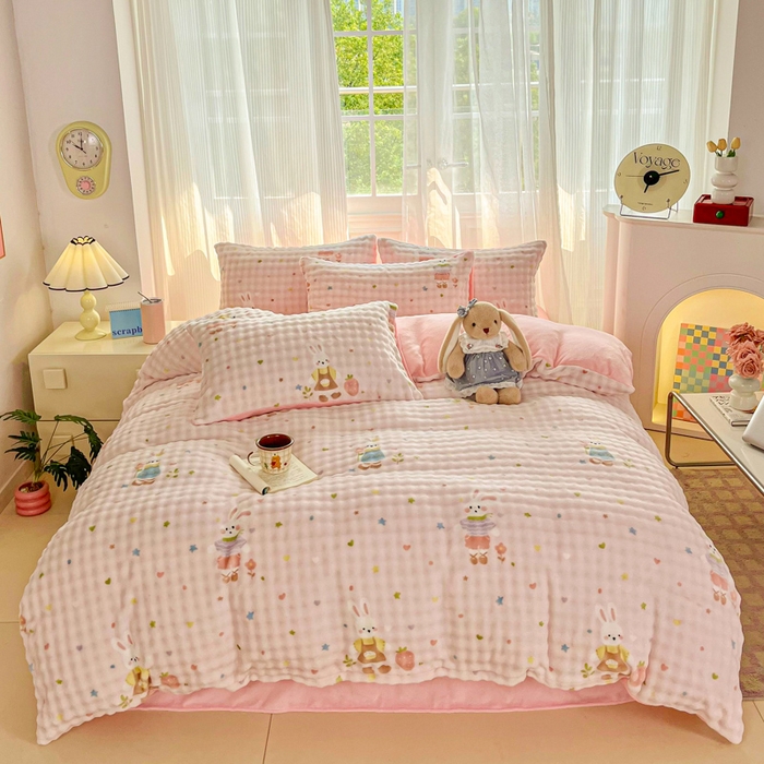 91家纺网 家纺一手货源 找家纺 （总）梦纤绒 2025新款保暖舒适亲肤泡泡绒四件套