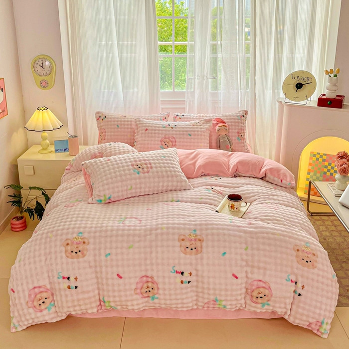 91家纺网 家纺一手货源 找家纺 （总）梦纤绒 2025新款保暖舒适亲肤泡泡绒四件套