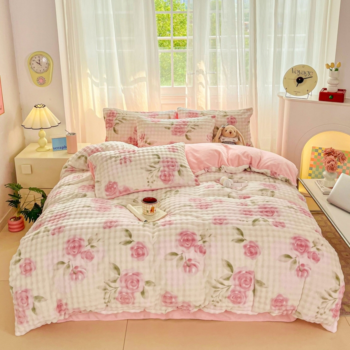 91家纺网 家纺一手货源 找家纺 （总）梦纤绒 2025新款保暖舒适亲肤泡泡绒四件套