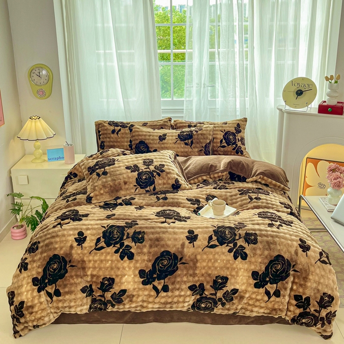 91家纺网 家纺一手货源 找家纺 （总）梦纤绒 2025新款保暖舒适亲肤泡泡绒四件套