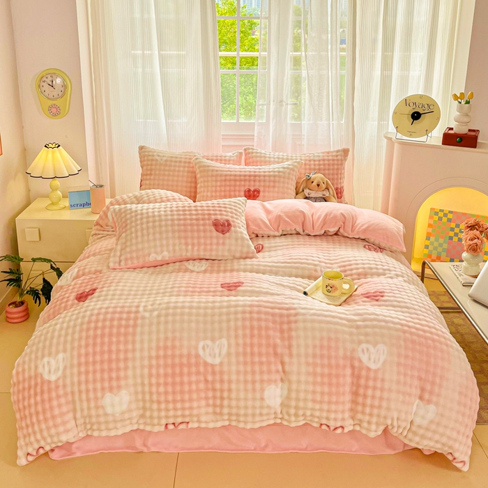 91家纺网 家纺一手货源 找家纺 （总）梦纤绒 2025新款保暖舒适亲肤泡泡绒四件套