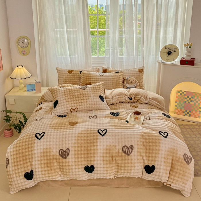 91家纺网 家纺一手货源 找家纺 （总）梦纤绒 2025新款保暖舒适亲肤泡泡绒四件套