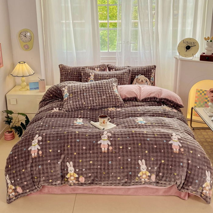 91家纺网 家纺一手货源 找家纺 （总）梦纤绒 2025新款保暖舒适亲肤泡泡绒四件套