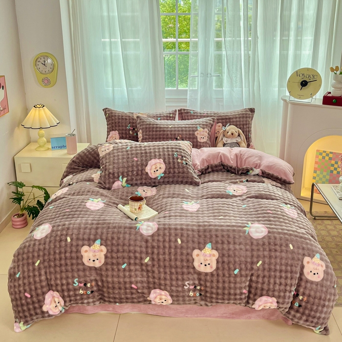 91家纺网 家纺一手货源 找家纺 （总）梦纤绒 2025新款保暖舒适亲肤泡泡绒四件套