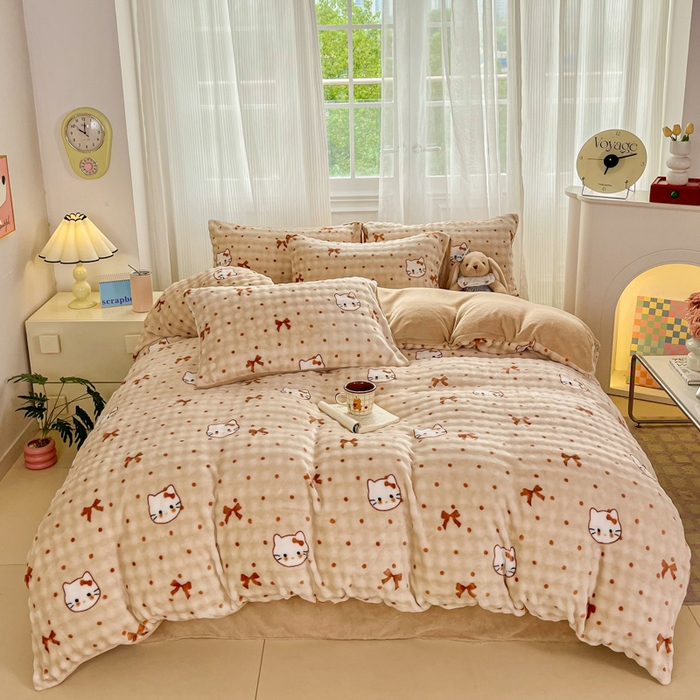 91家纺网 家纺一手货源 找家纺 （总）梦纤绒 2025新款保暖舒适亲肤泡泡绒四件套