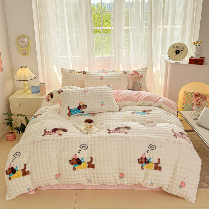 91家纺网 家纺一手货源 找家纺 （总）梦纤绒 2025新款保暖舒适亲肤泡泡绒四件套