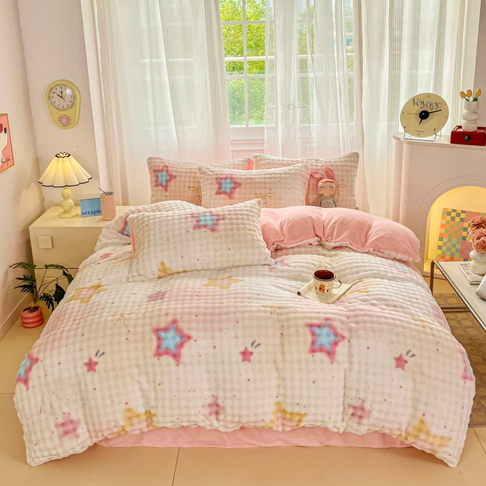 91家纺网 家纺一手货源 找家纺 （总）梦纤绒 2025新款保暖舒适亲肤泡泡绒四件套