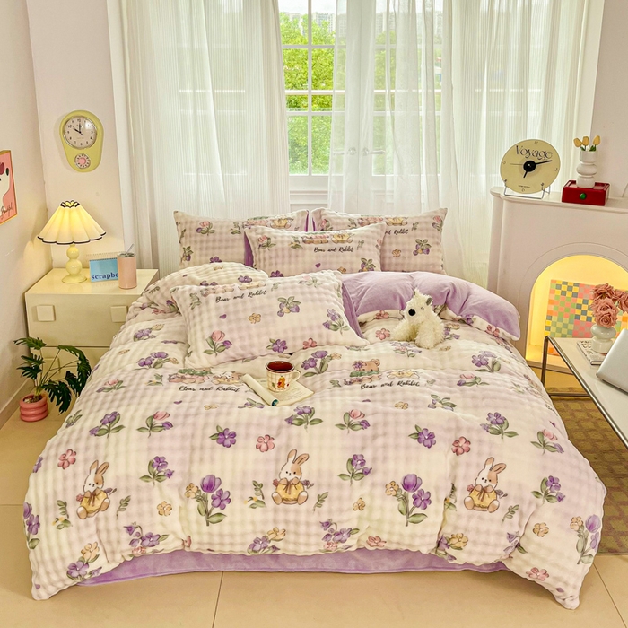 91家纺网 家纺一手货源 找家纺 （总）梦纤绒 2025新款保暖舒适亲肤泡泡绒四件套