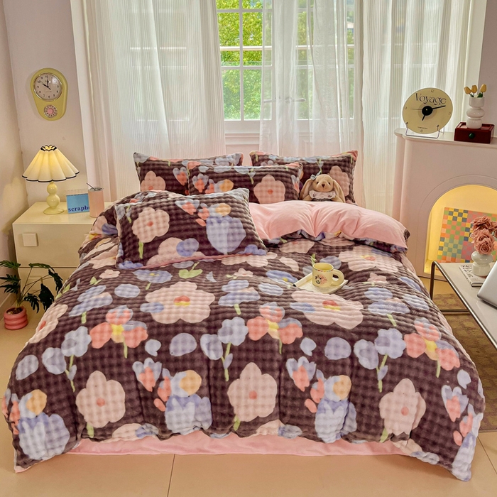 91家纺网 家纺一手货源 找家纺 （总）梦纤绒 2025新款保暖舒适亲肤泡泡绒四件套