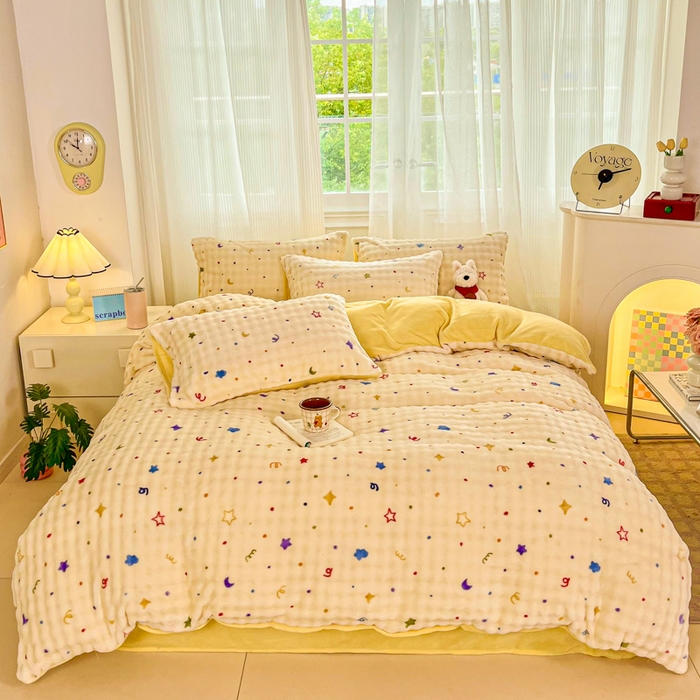 91家纺网 家纺一手货源 找家纺 （总）梦纤绒 2025新款保暖舒适亲肤泡泡绒四件套