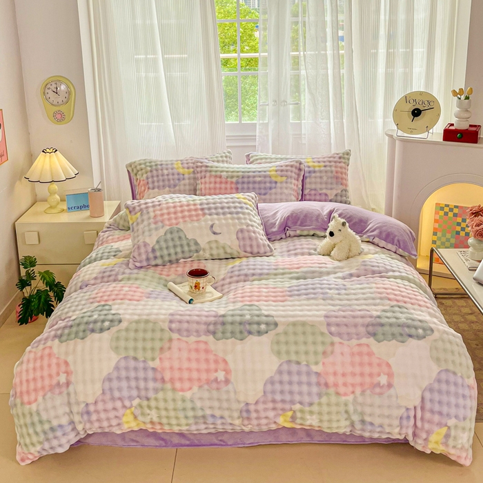 91家纺网 家纺一手货源 找家纺 （总）梦纤绒 2025新款保暖舒适亲肤泡泡绒四件套