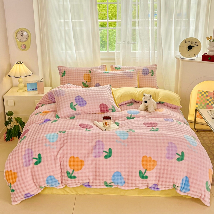 91家纺网 家纺一手货源 找家纺 （总）梦纤绒 2025新款保暖舒适亲肤泡泡绒四件套