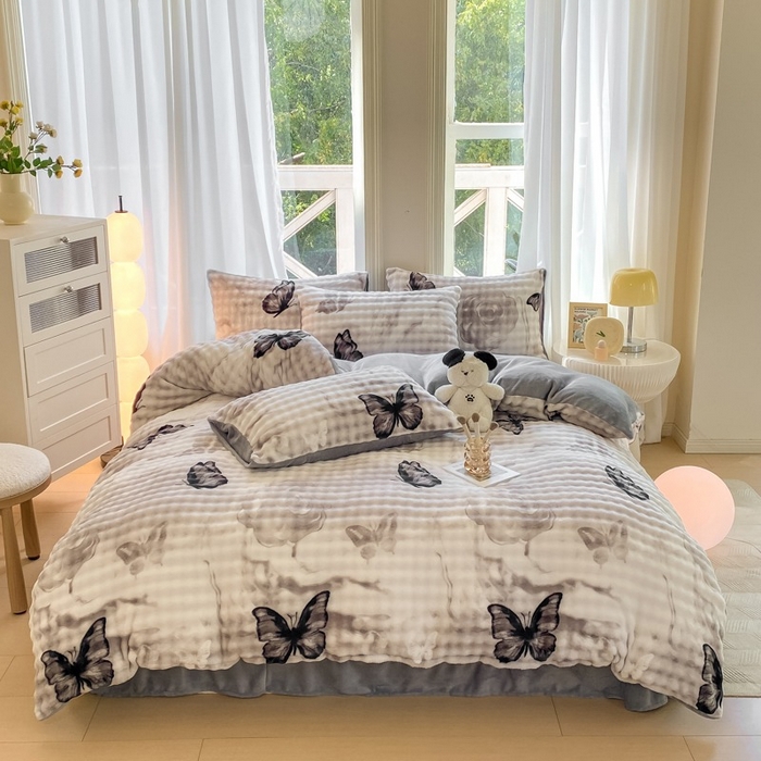 91家纺网 家纺一手货源 找家纺 （总）梦纤绒 2025新款保暖舒适亲肤泡泡绒四件套