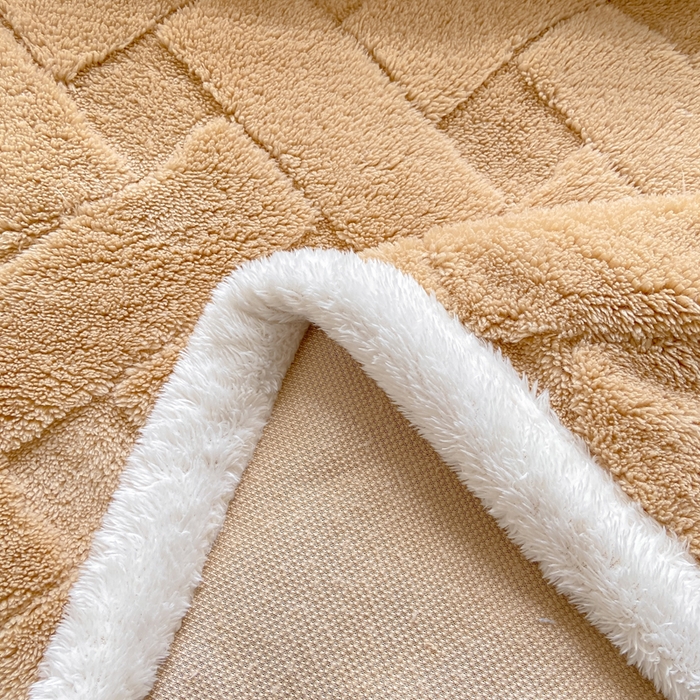 91家纺网 家纺一手货源 找家纺 耐思家纺 2025新款加厚提花兔绒塔芙绒单品床单系列 香槟驼