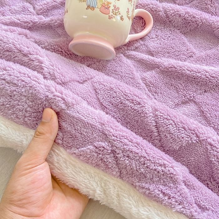 91家纺网 家纺一手货源 找家纺 耐思家纺 2025新款加厚提花兔绒塔芙绒单品床单系列 香芋紫