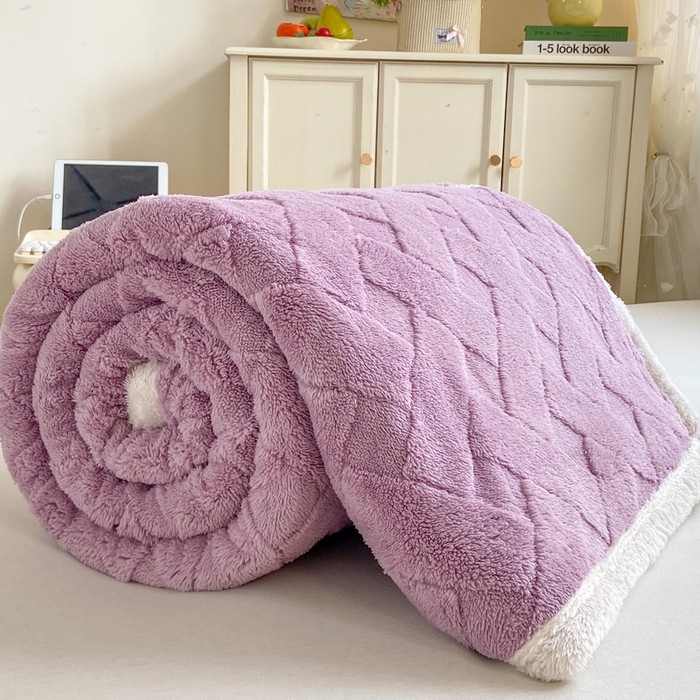 91家纺网 家纺一手货源 找家纺 耐思家纺 2025新款加厚提花兔绒塔芙绒单品床单系列 香芋紫