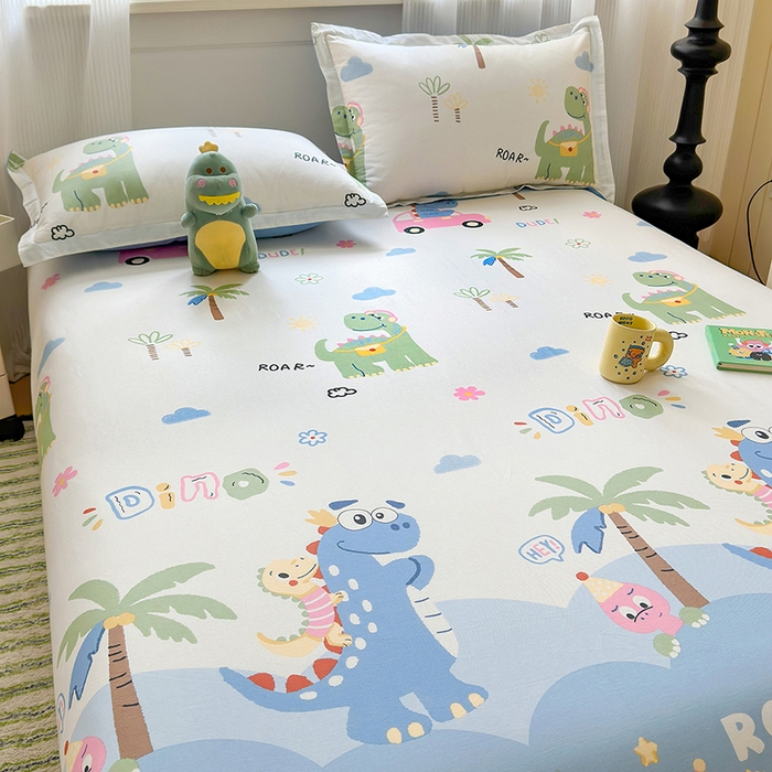 91家纺网 家纺一手货源 找家纺 拾物记 2025新款A类12868全棉纯棉单床单床单单件-提供买家秀和质检报告 度假恐龙