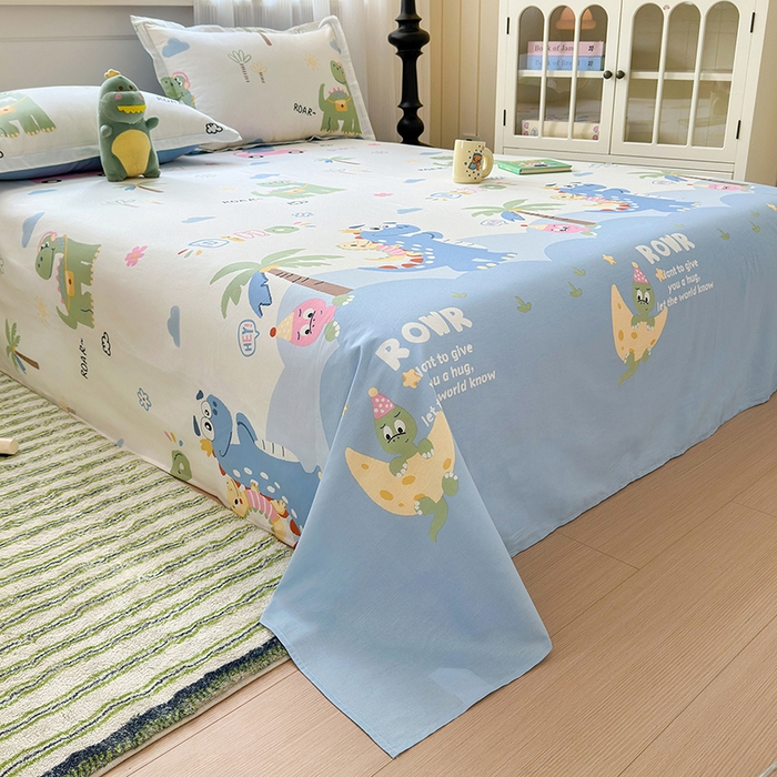 91家纺网 家纺一手货源 找家纺 拾物记 2025新款A类12868全棉纯棉单床单床单单件-提供买家秀和质检报告 度假恐龙