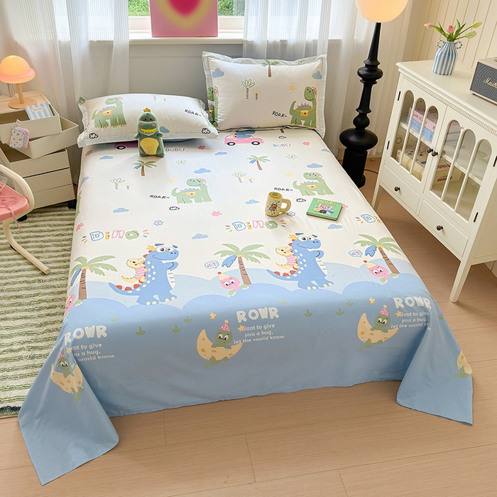 91家纺网 家纺一手货源 找家纺 拾物记 2025新款A类12868全棉纯棉单床单床单单件-提供买家秀和质检报告 度假恐龙