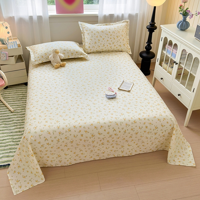 91家纺网 家纺一手货源 找家纺 拾物记 2025新款A类12868全棉纯棉单床单床单单件-提供买家秀和质检报告 故事小黄花