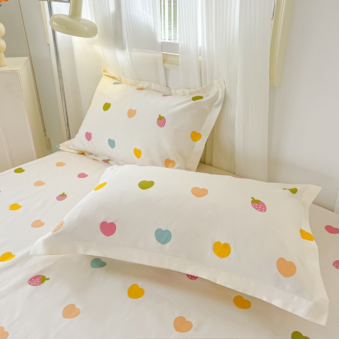 91家纺网 家纺一手货源 找家纺 笠裙家纺 2025新款A类水洗棉韩版S边花边印花床裙四件套 纯爱