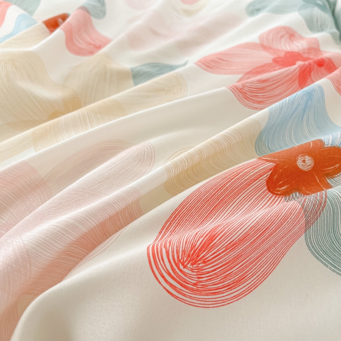 91家纺网 家纺一手货源 找家纺 笠裙家纺 2025新款A类水洗棉韩版S边花边印花床裙四件套 多彩生活