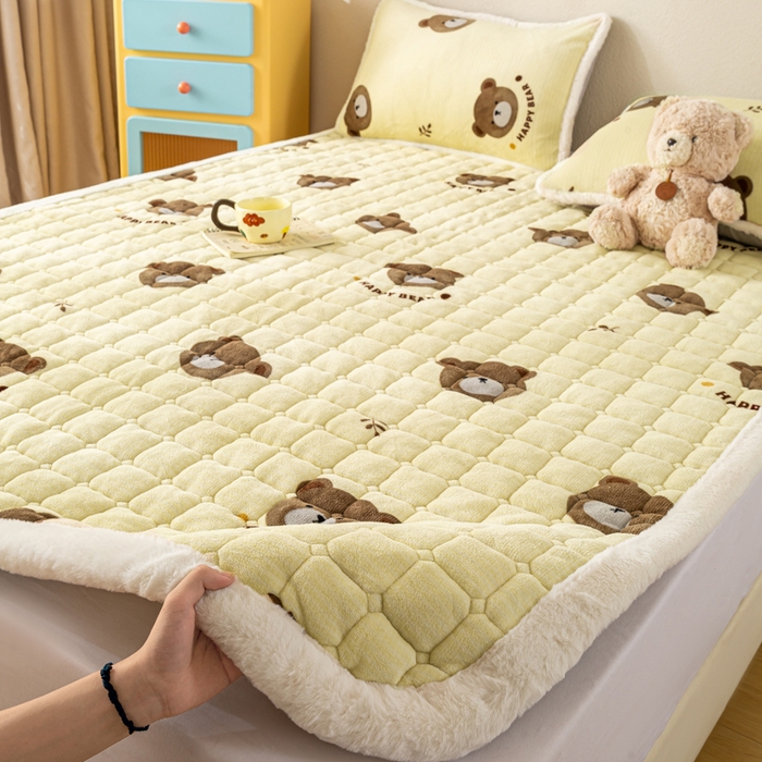 91家纺网 家纺一手货源 找家纺 （总）梦初语 2025新款冬季珊瑚绒牛奶绒加厚床护垫褥子软垫学生宿舍-直播爆款（200克夹棉加厚款）