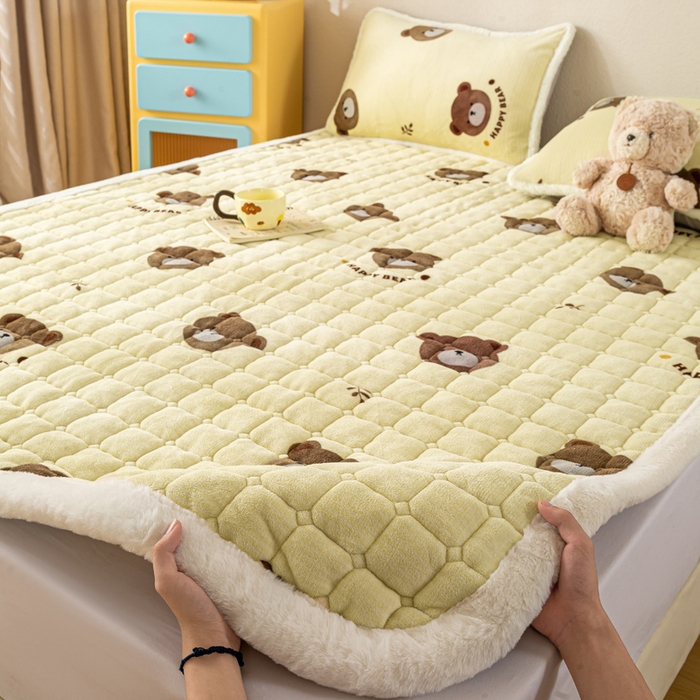 91家纺网 家纺一手货源 找家纺 （总）梦初语 2025新款冬季珊瑚绒牛奶绒加厚床护垫褥子软垫学生宿舍-直播爆款（200克夹棉加厚款）