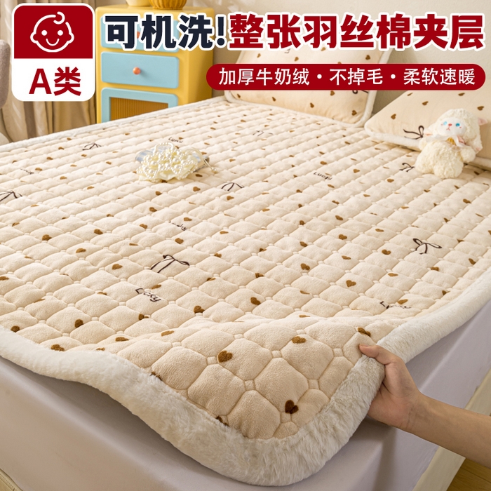 91家纺网 家纺一手货源 找家纺 （总）梦初语 2025新款冬季珊瑚绒牛奶绒加厚床护垫褥子软垫学生宿舍-直播爆款（200克夹棉加厚款）