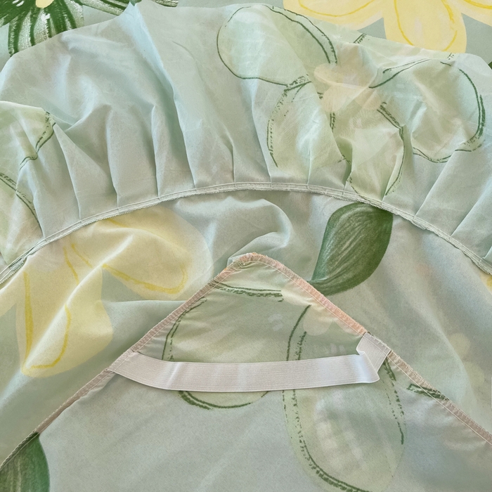 91家纺网 家纺一手货源 找家纺 笠裙家纺 2025新款A类水洗棉韩版S边花边印花床裙四件套 花样