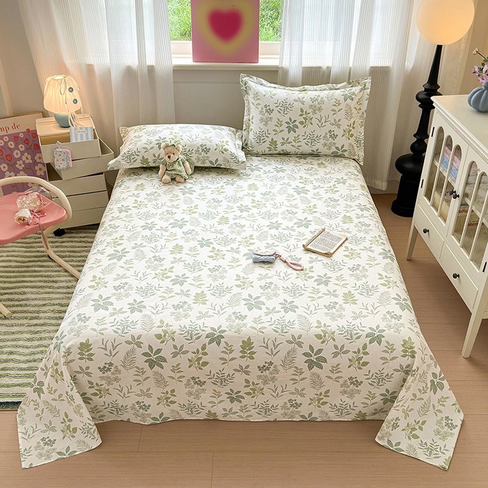 91家纺网 家纺一手货源 找家纺 拾物记 2025新款A类12868全棉纯棉单床单床单单件-提供买家秀和质检报告 洛克庄园-绿