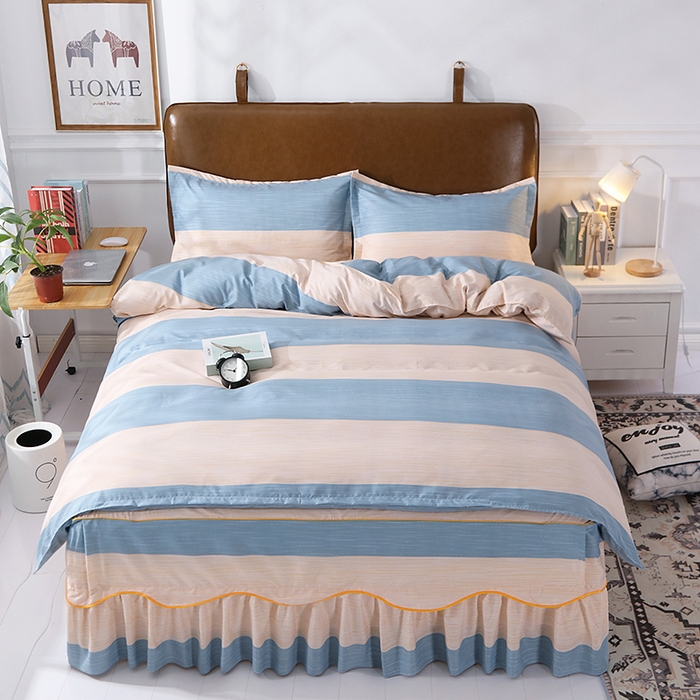 笠裙家纺 2025新款A类水洗棉韩版S边花边印花床裙四件套 简爱