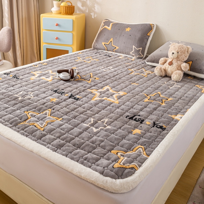 91家纺网 家纺一手货源 找家纺 梦初语 2025新款冬季珊瑚绒牛奶绒加厚床护垫褥子软垫学生宿舍-直播爆款（200克夹棉加厚款） 繁星