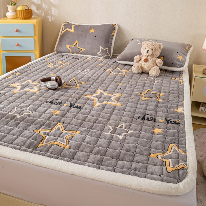 91家纺网 家纺一手货源 找家纺 梦初语 2025新款冬季珊瑚绒牛奶绒加厚床护垫褥子软垫学生宿舍-直播爆款（200克夹棉加厚款） 繁星