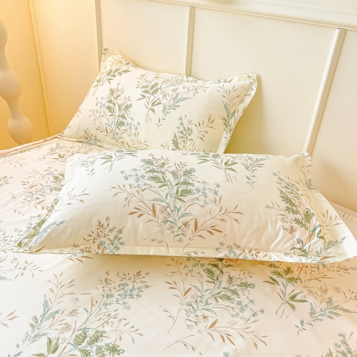 91家纺网 家纺一手货源 找家纺 笠裙家纺 2025新款A类水洗棉韩版S边花边印花床裙四件套 麦香