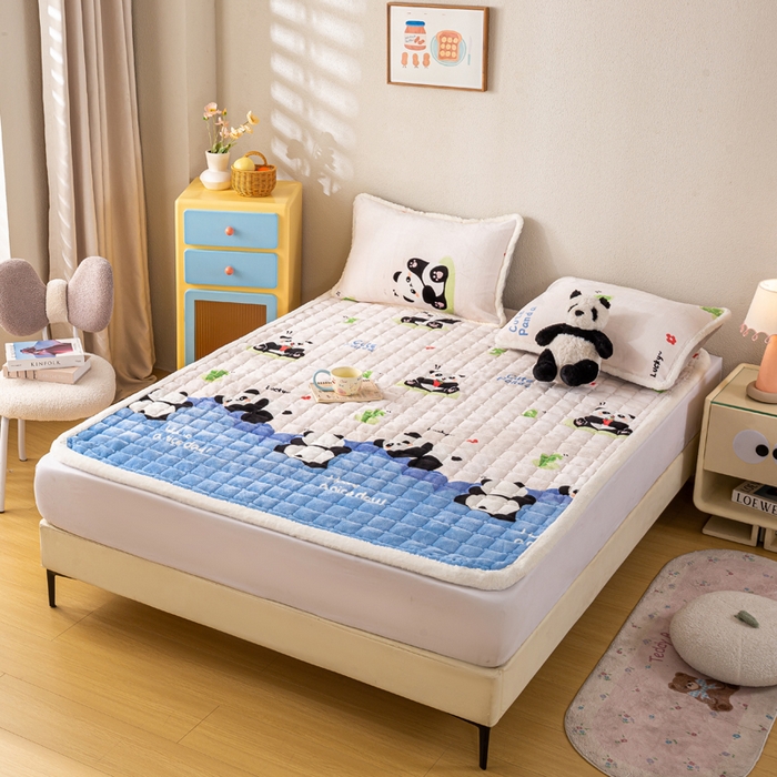 91家纺网 家纺一手货源 找家纺 梦初语 2025新款冬季珊瑚绒牛奶绒加厚床护垫褥子软垫学生宿舍-直播爆款（200克夹棉加厚款） 快乐panda