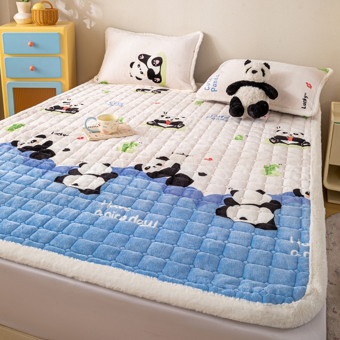 91家纺网 家纺一手货源 找家纺 梦初语 2025新款冬季珊瑚绒牛奶绒加厚床护垫褥子软垫学生宿舍-直播爆款（200克夹棉加厚款） 快乐panda