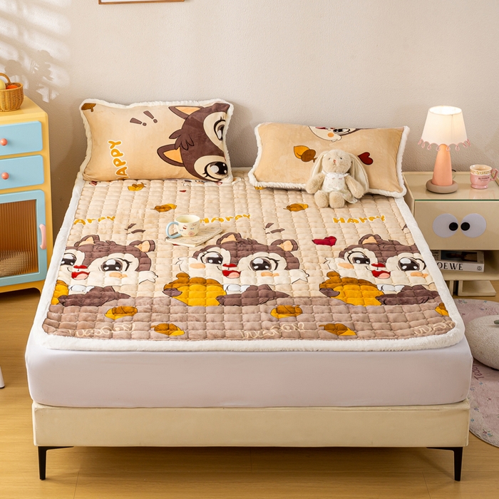 91家纺网 家纺一手货源 找家纺 梦初语 2025新款冬季珊瑚绒牛奶绒加厚床护垫褥子软垫学生宿舍-直播爆款（200克夹棉加厚款） 顽皮鼠