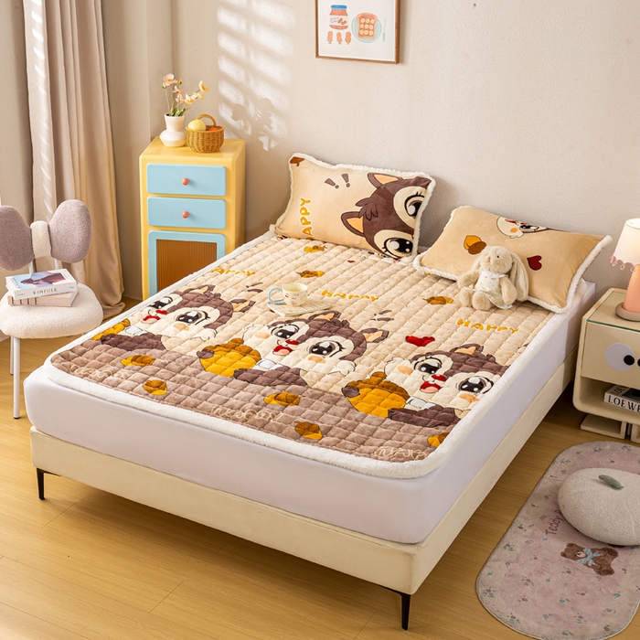 91家纺网 家纺一手货源 找家纺 梦初语 2025新款冬季珊瑚绒牛奶绒加厚床护垫褥子软垫学生宿舍-直播爆款（200克夹棉加厚款） 顽皮鼠