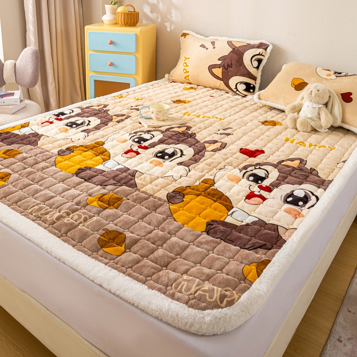 91家纺网 家纺一手货源 找家纺 梦初语 2025新款冬季珊瑚绒牛奶绒加厚床护垫褥子软垫学生宿舍-直播爆款（200克夹棉加厚款） 顽皮鼠