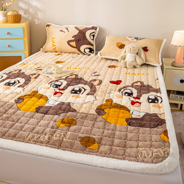 91家纺网 家纺一手货源 找家纺 梦初语 2025新款冬季珊瑚绒牛奶绒加厚床护垫褥子软垫学生宿舍-直播爆款（200克夹棉加厚款） 顽皮鼠