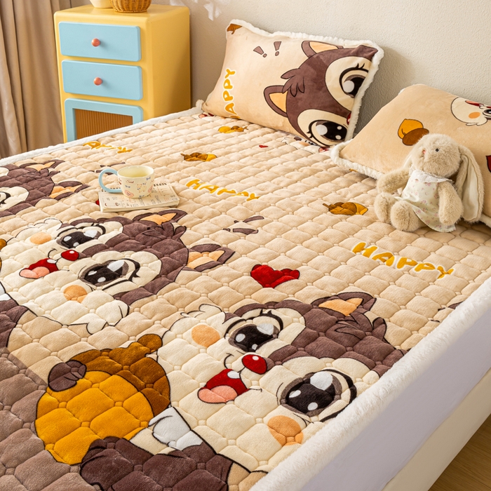 91家纺网 家纺一手货源 找家纺 梦初语 2025新款冬季珊瑚绒牛奶绒加厚床护垫褥子软垫学生宿舍-直播爆款（200克夹棉加厚款） 顽皮鼠