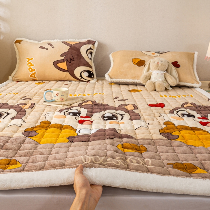 91家纺网 家纺一手货源 找家纺 梦初语 2025新款冬季珊瑚绒牛奶绒加厚床护垫褥子软垫学生宿舍-直播爆款（200克夹棉加厚款） 顽皮鼠