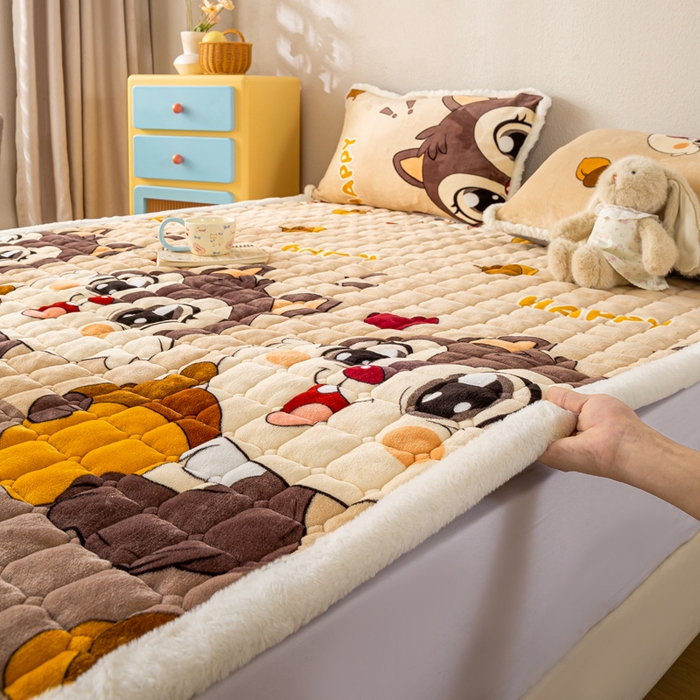 91家纺网 家纺一手货源 找家纺 梦初语 2025新款冬季珊瑚绒牛奶绒加厚床护垫褥子软垫学生宿舍-直播爆款（200克夹棉加厚款） 顽皮鼠